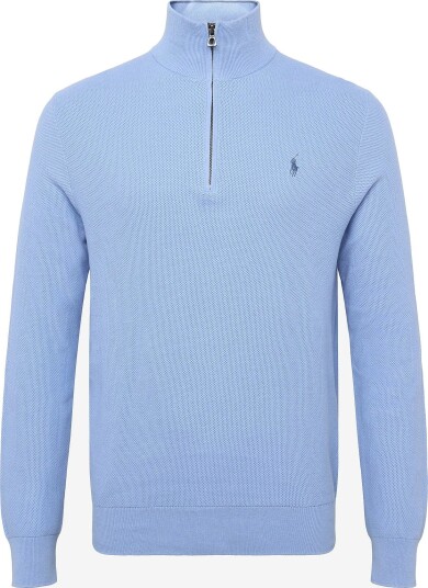 Polo Ralph Lauren Mesh Knit Cotton Quarter Zip Sweater DRESS SHIRT BLUE S