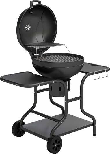 Røyker for kullgrill med sidebord og termometer
