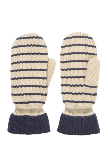 Becksöndergaard Thin Striped Emerald Mittens - Cream - S/M Becksöndergaard Thin Striped Emerald Mittens - Cream - S/M