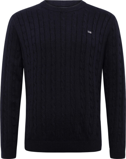 Lexington Clothing Cotton Cable Knitted Sweater Navy S