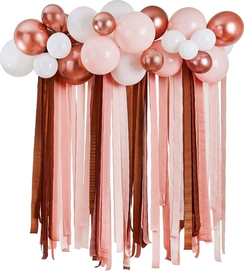 Club Green Hootyballoon Ballongbue med Streamers Hvit Roségull Metallic HBMM356