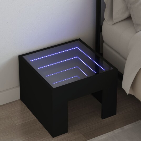 Salongbord med Infinity LED svart 40x40x30 cm 3284071