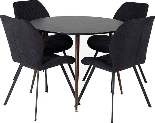 Venture Home Spisegruppe Plaza med 4 stk stoler Gemma Svart Venture Home Spisegruppe Plaza med 4 stk stoler Gemma Svart