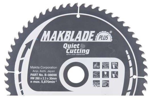 Makita Sagblad Hm 260x30mm 60t Tre Ls1013, Ls1016, Ls1018, Lh1040, 2704