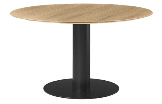 Gubi 2.0 spisebord oak, Ø 130, sort stativ