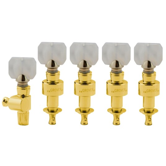 Grover 122g5 Geared Banjo Pegs W/square Pearloid Button - 5 Pcs. - Gull