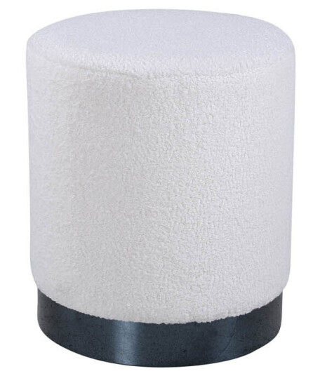 Venture Home Benji puff, fotskammel Ø35cm teddystoff svart, hvit. 1666889-01-0 1666889-03-0