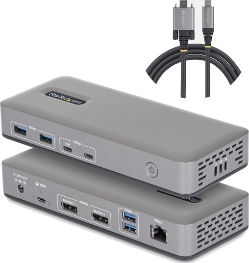 StarTech USB-C Dock 2x DP 4K60 1GbE 100W PD