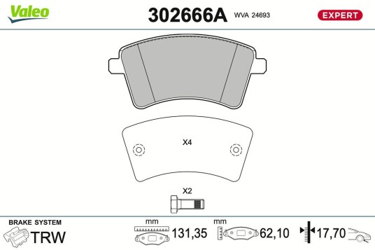 Bremseklosser VALEO 302666A
