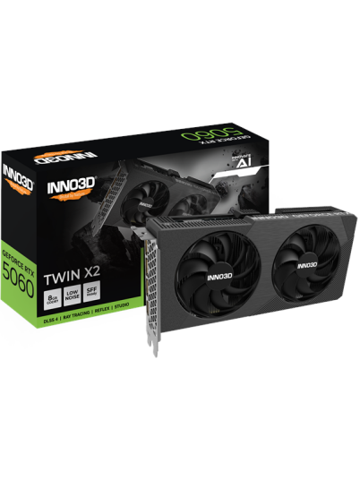 Inno3D GeForce RTX 5060 Twin X2 8GB GDDR7 Grafikkort med DisplayPort og HDMI Inno3D GeForce RTX 5060 Twin X2 8GB GDDR7 Grafikkort med DisplayPort og HDMI
