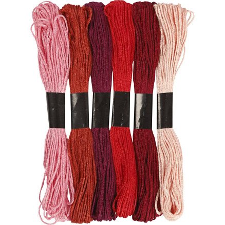 Diverse Broderitråd tykkelse 1 mm rød harmoni 6 bunt  1 pk