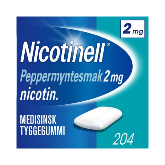 Nicotinell 2 mg tyggegummi peppermynte 204 stk Nicotinell 2 mg tyggegummi peppermynte 204 stk