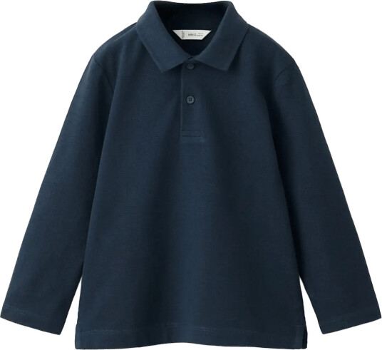 Mango Long Sleeves Cotton Polo Navy 2 3