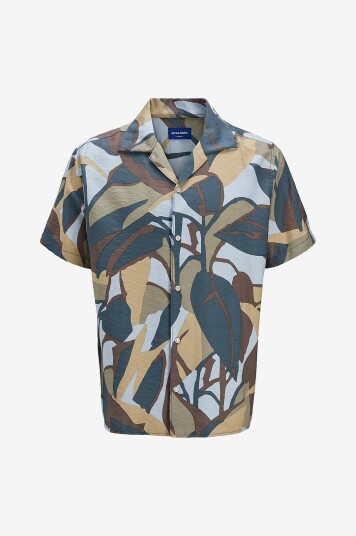 Jack & Jones Plus Skjorte jorTavira Marshall Aop Shirt SS OC Grå