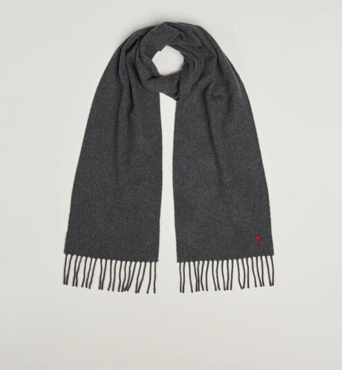 AMI Heart Logo Scarf Grey Melange