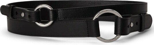 Lauren Ralph Lauren Leather O Ring Stacked Wide Belt BLACK XL