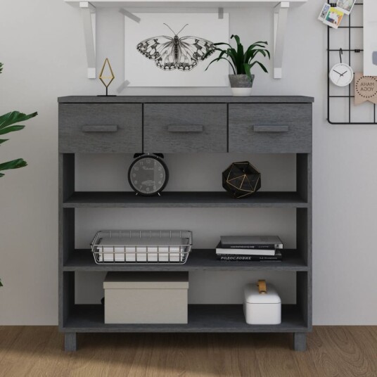 vidaXL Konsollbord HAMAR mørkegrå 90x35x90 cm heltre furu vidaXL Konsollbord HAMAR mørkegrå 90x35x90 cm heltre furu