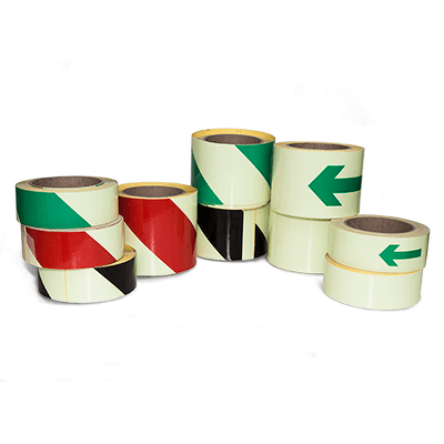 Etterlysende tape for ledelinje fra Denfoil  80 mm x 10 m  Etterlysende uten trykk   