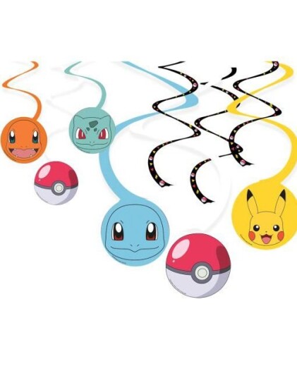 Pokémon 6 stk Hengende Swirl Dekorasjoner 60x40 cm
