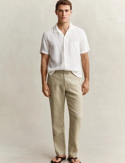 GANT Reg Linen Ds Pants   Beige   XXL