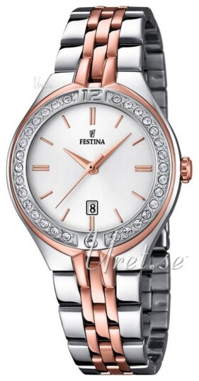 Festina Dameklokke F16868 2 Dress Hvit/Rose gulltonet stål Ø33 mm Festina Dameklokke F16868 2 Dress Hvit/Rose gulltonet stål Ø33 mm