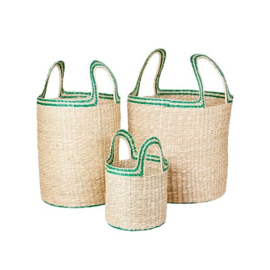 Broste Copenhagen Lykke kurv 3 deler Natural-green