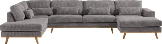 Copenhagen 5 seters Venstrevendt U formet Sofa med Divan og Sjeselong i Manchester Mørk grå