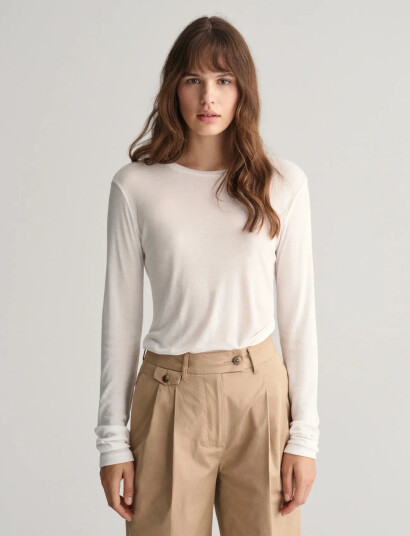 GANT Slim Lightweight Ls T-Shirt - White - M