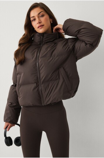 Ellos STUDIO   Jakke Short Rubber Coated Puffer Jac   Brun