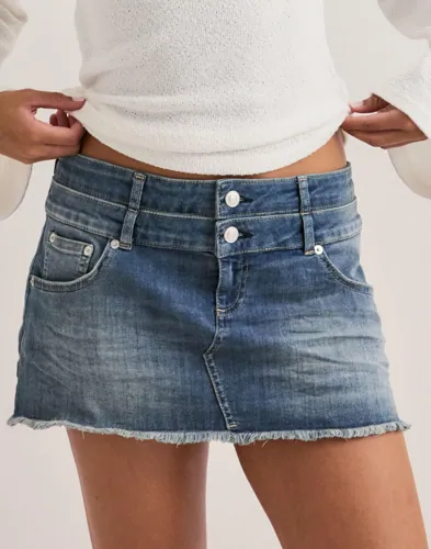 Nelly   Blå   Mini Double Waist Jeans Skirt