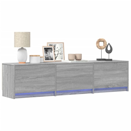 TV-benk med LED grå sonoma 165x34x40 cm konstruert tre 852255