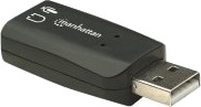 Manhattan USB-A Sound Adapter, USB-A to 3.5mm Mic-in and Audio-Out ports, 480 Mbps (USB 2.0), supports 3D and virtual 5.1 surround sound, Hi-Speed USB, Black, Three Year Warranty, Blister - Lydkort - stereo - USB 2.0 Manhattan USB-A Sound Adapter, USB-A to 3.5mm Mic-in and Audio-Out ports, 480 Mbps (USB 2.0), supports 3D and virtual 5.1 surround sound, Hi-Speed USB, Black, Three Year Warranty, Blister - Lydkort - stereo - USB 2.0