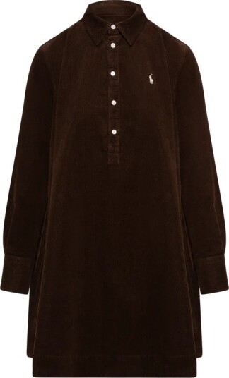 Polo Ralph Lauren Corduroy Pleated Shirtdress Brown 32