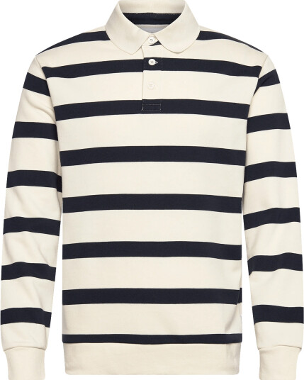 Lindbergh Striped Polo Sweatshirt L/S White XXXL