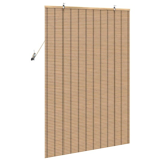 Rullegardin med gardiner Lys Brun 120 x 160 cm Bambus