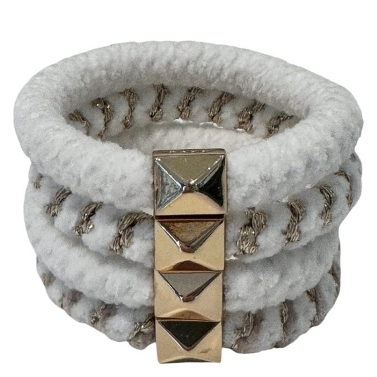 DARK Fluffy Fat Hair Tie With Gold White Mix 4pcs DARK Fluffy Fat Hair Tie With Gold White Mix 4pcs