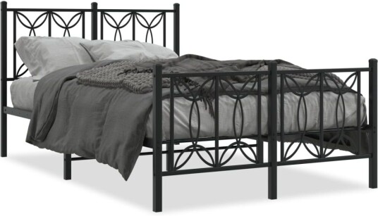 Sengeramme i metall med hode- og fotgavl svart 120x200 cm 8721102644078