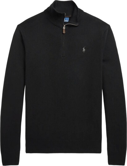 Polo Ralph Lauren Wool Quarter Zip Sweater   Black   XS