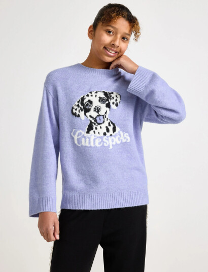 Lindex Sweater Knitted Jaquard Purple 146/152