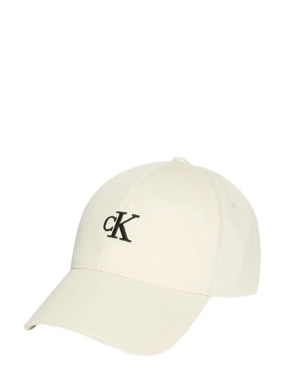 Calvin Klein Monogram Embroidery Baseball Cap   Cream   ONE SIZE