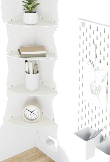 vidaXL Flytende hylle med hylle med lagring 4 pcs Hvit 18 x 18 x 2 cm