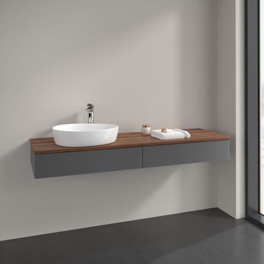 Villeroy & Boch  Antao Servantskap med 2 skuffer 160x50x19 cm u/lys Antrasitt/Valnøtt