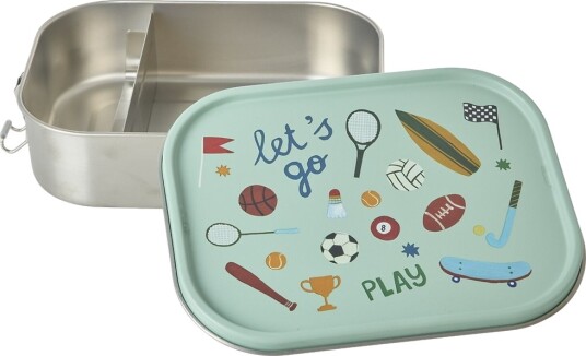 Rice Sports Print Stainless Steel Lunchbox With Moveable Divider Large 1400 Ml