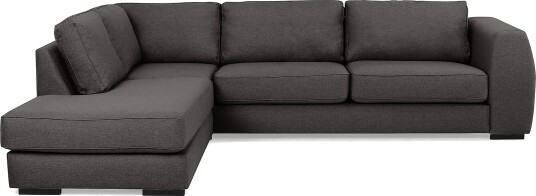 Optus 4 seters Venstrevendt L formet Sjeselongsofa i Stoff Mørk grå