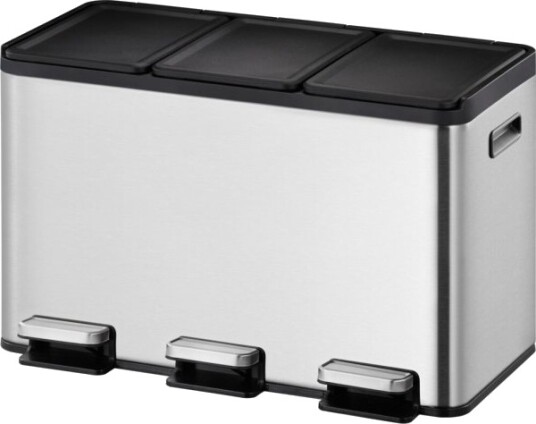 Pedalbøtte Eko Essential Stål Matt Rustfritt Stål 3 Rom 3X10 L Innerbøtte Av Plast Soft Close
