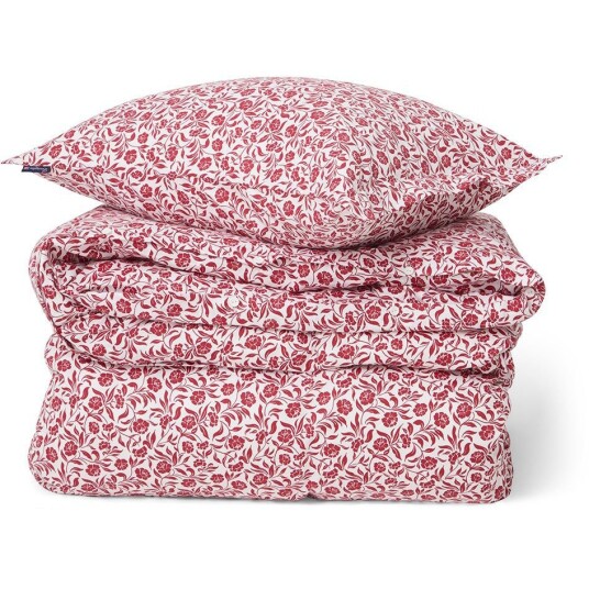 Lexington Flower Printed Cotton Sateen Sengesett Hvit / Rød 220x220 cm