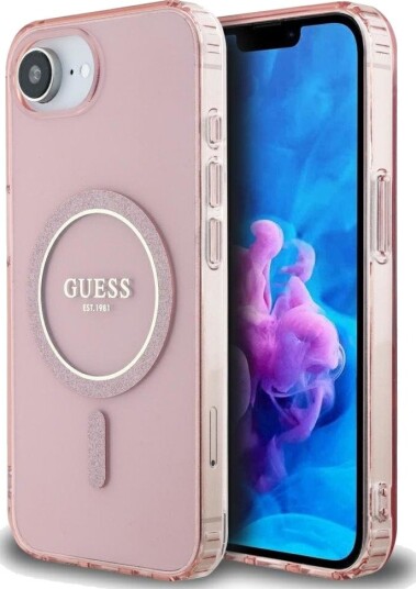 GUESS IML Glitter Circle MagSafe case for iPhone 16e - pink GUESS IML Glitter Circle MagSafe case for iPhone 16e - pink