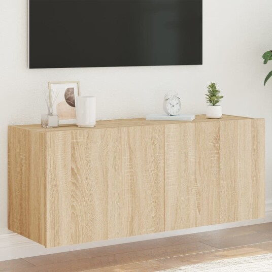 Vegghengt TV benk med LED sonoma eik 100x35x41 cm Vegghengt TV benk med LED sonoma eik 100x35x41 cm