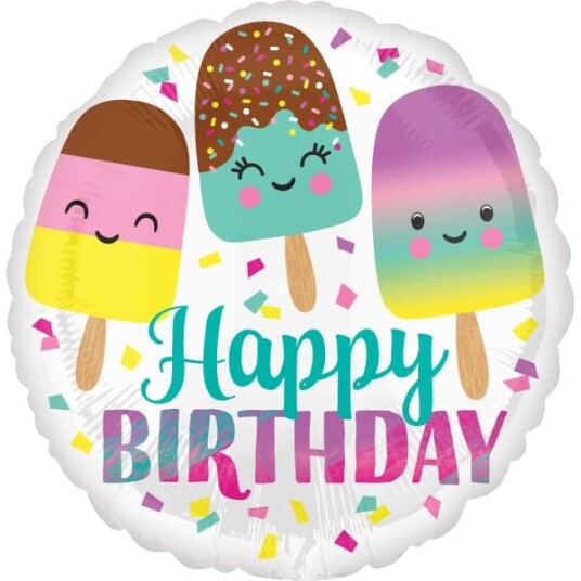 Amscan Folieballong Standard Happy Birthday Iskrem 3962201