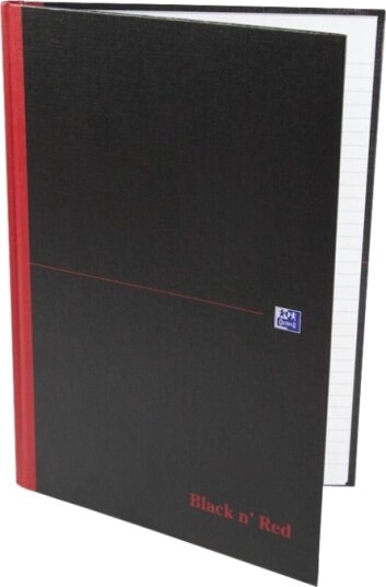 Oxford Black N" Red Notisbok Eskebundet A4 210 X 297 Mm 96 Ark / 192 Sider Hvitt Papir Linjert Svart Perm Kartong